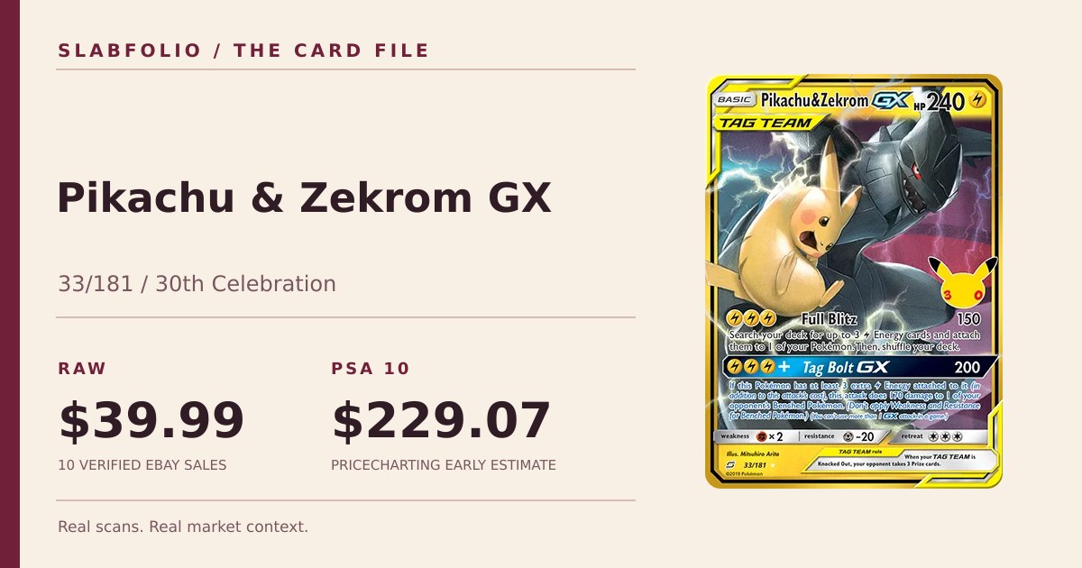 Pikachu & Zekrom GX 33/181 Pokemon Card Price