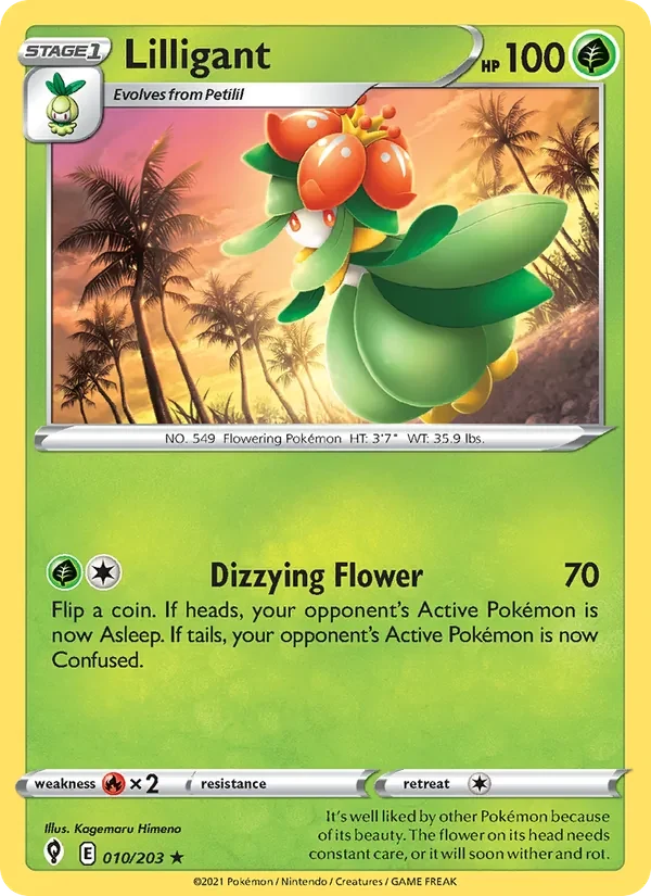 Lilligant 010/203 Evolving Skies Pokémon card, Rare, front scan