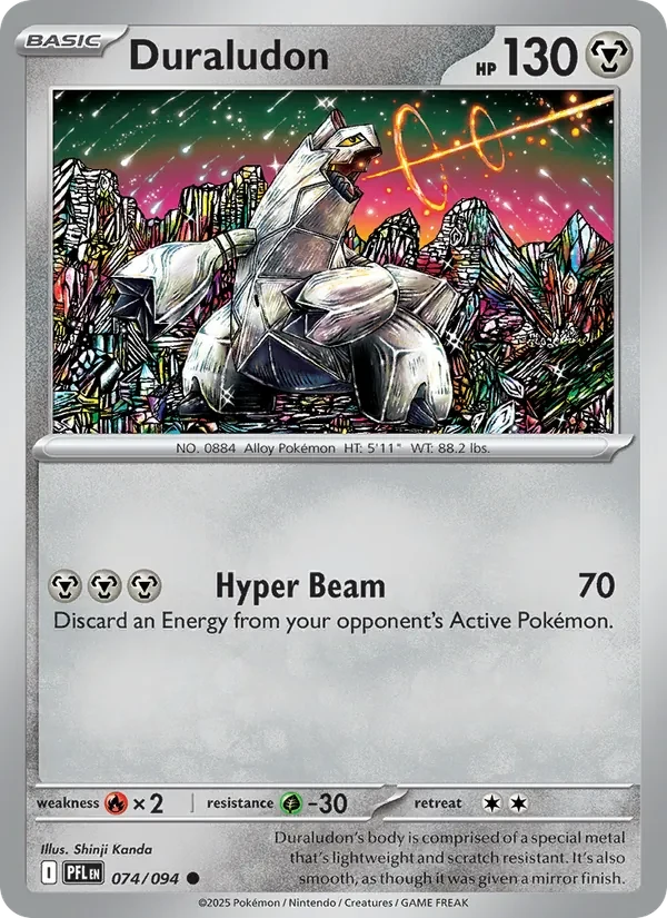 Duraludon 074/094 Phantasmal Flames Pokémon card, Common, front scan