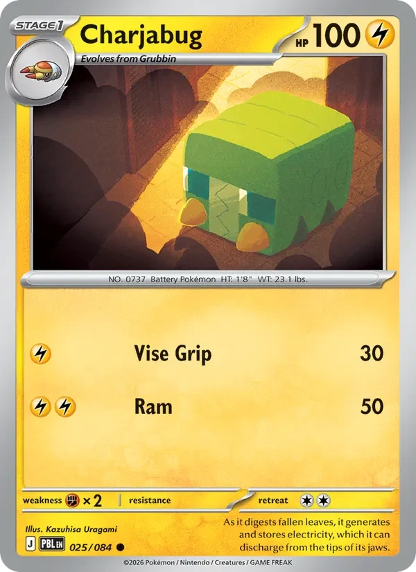 Charjabug 025/084 Pitch Black Pokémon card, Common, front scan