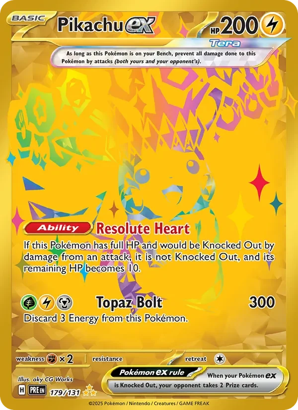 Pikachu ex 179/131 Prismatic Evolutions Pokémon card, Hyper Rare, front scan