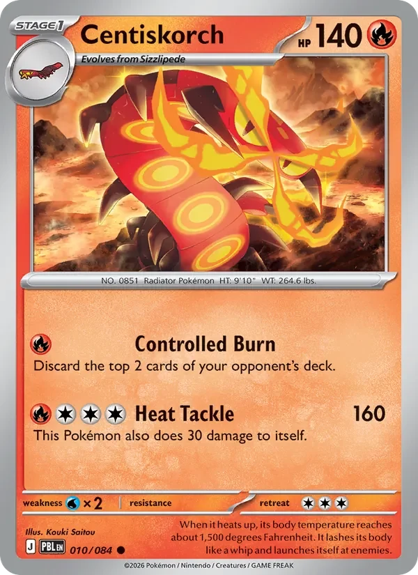 Centiskorch 010/084 Pitch Black Pokémon card, Common, front scan
