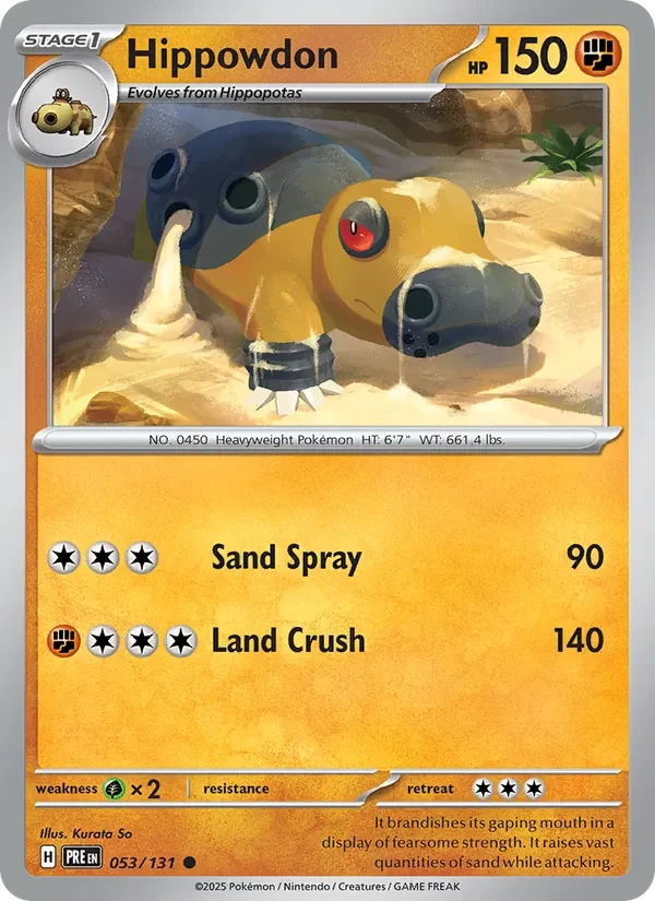 Hippowdon 053/131 Prismatic Evolutions Pokémon card, Common, front scan