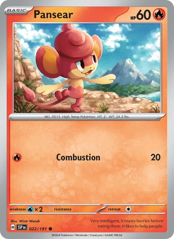 Pansear 022/191 Surging Sparks Pokémon card, Common, front scan