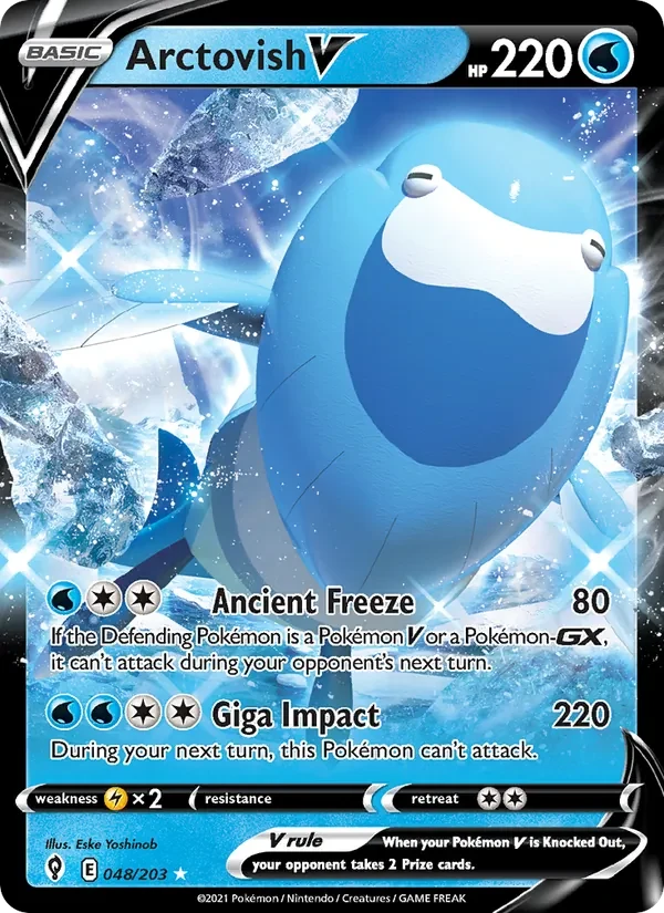 Arctovish V 048/203 Evolving Skies Pokémon card, Holo Rare V, front scan