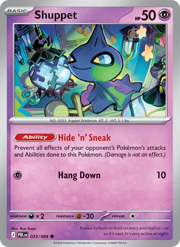 Shuppet 033/084 Pitch Black Pokémon card, Common, front scan