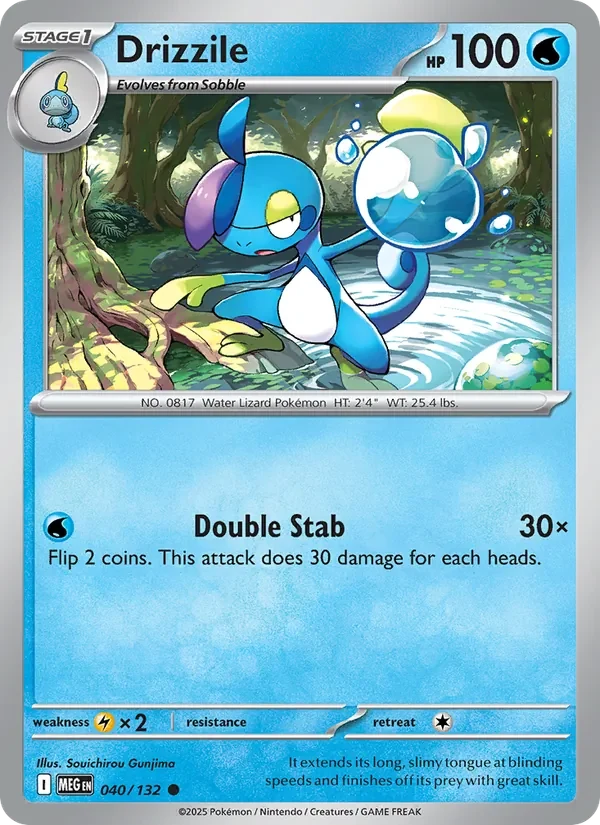 Drizzile 040/132 Mega Evolution Pokémon card, Common, front scan