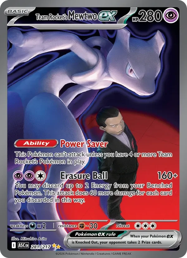 Team Rocket's Mewtwo ex 281/217 card scan