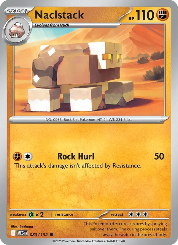 Naclstack 083/132 Mega Evolution Pokémon card, Common, front scan