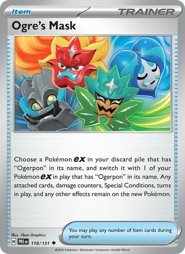 Ogre's Mask 118/131 Prismatic Evolutions Pokémon card, Uncommon, front scan