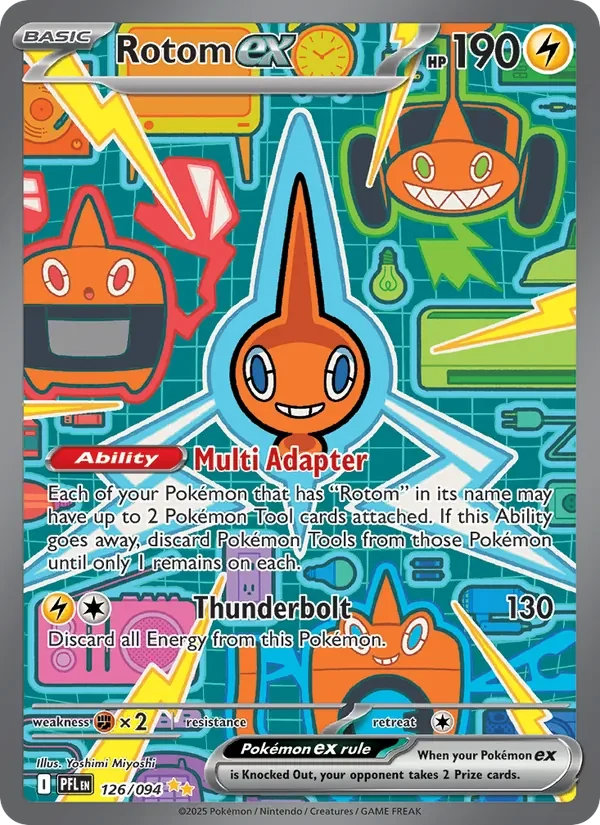 Rotom ex 126/094 Phantasmal Flames Pokémon card, Special Illustration Rare, front scan