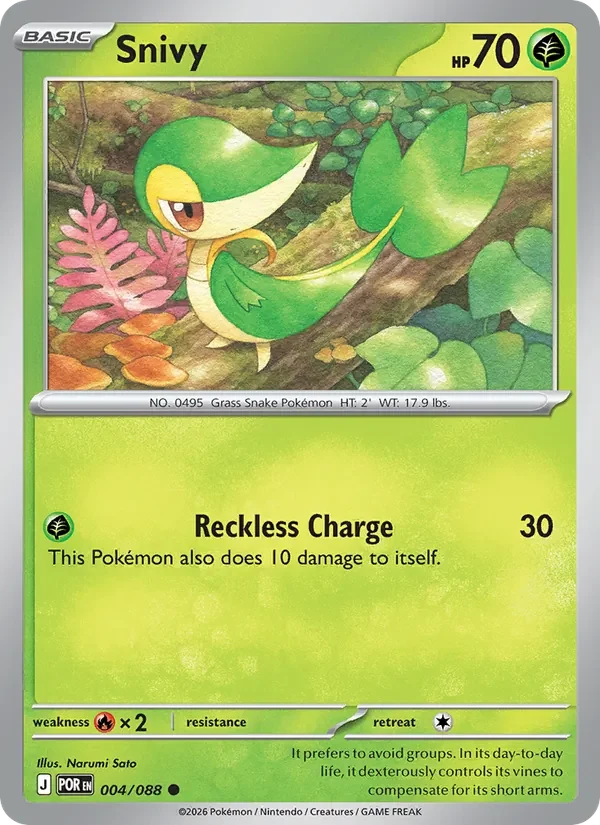 Snivy 004/088 Perfect Order Pokémon card, Common, front scan