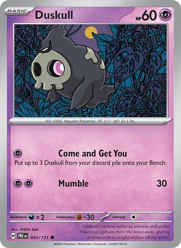 Duskull 035/131 Prismatic Evolutions Pokémon card, Common, front scan