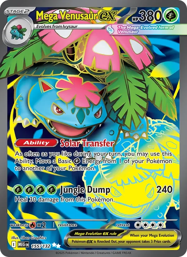 Mega Venusaur ex 155/132 Mega Evolution Pokémon card, Ultra Rare, front scan