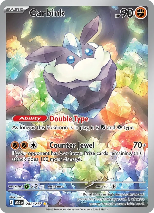 Carbink 242/217 Ascended Heroes Pokémon card, Illustration Rare, front scan