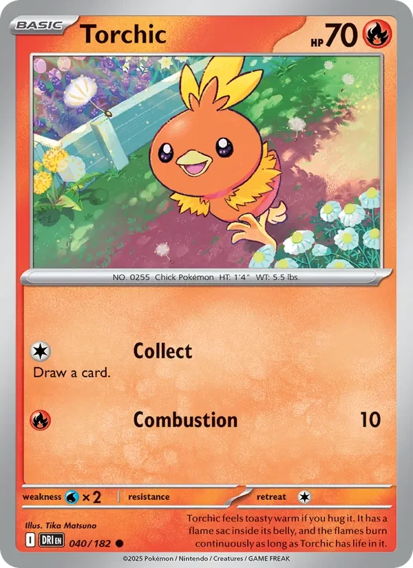 Torchic 040/182 Destined Rivals Pokémon card, Common, front scan