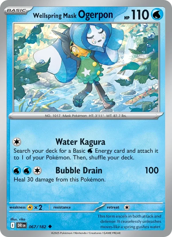 Wellspring Mask Ogerpon 067/182 Destined Rivals Pokémon card, Uncommon, front scan