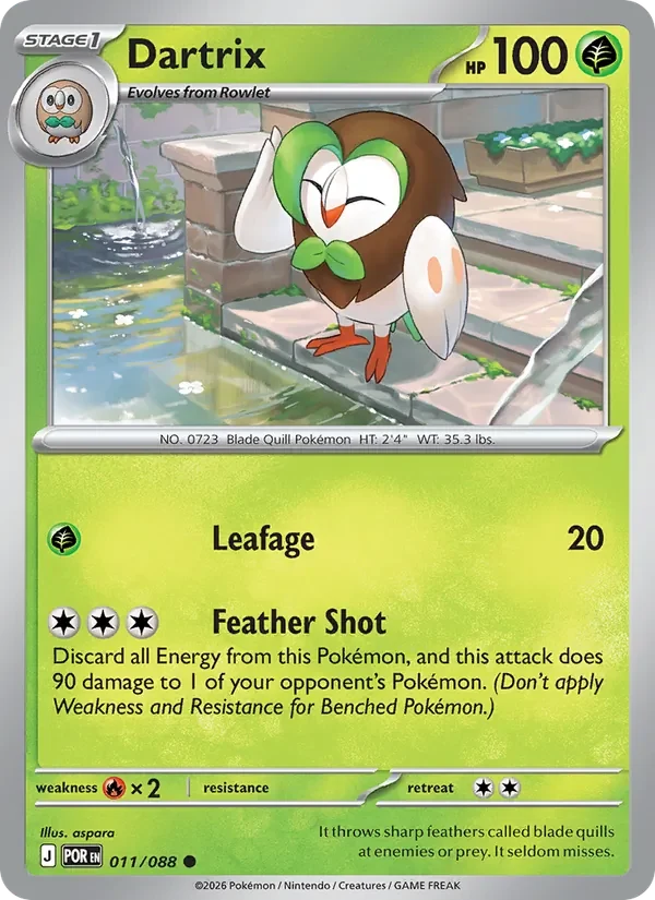 Dartrix 011/088 Perfect Order Pokémon card, Common, front scan