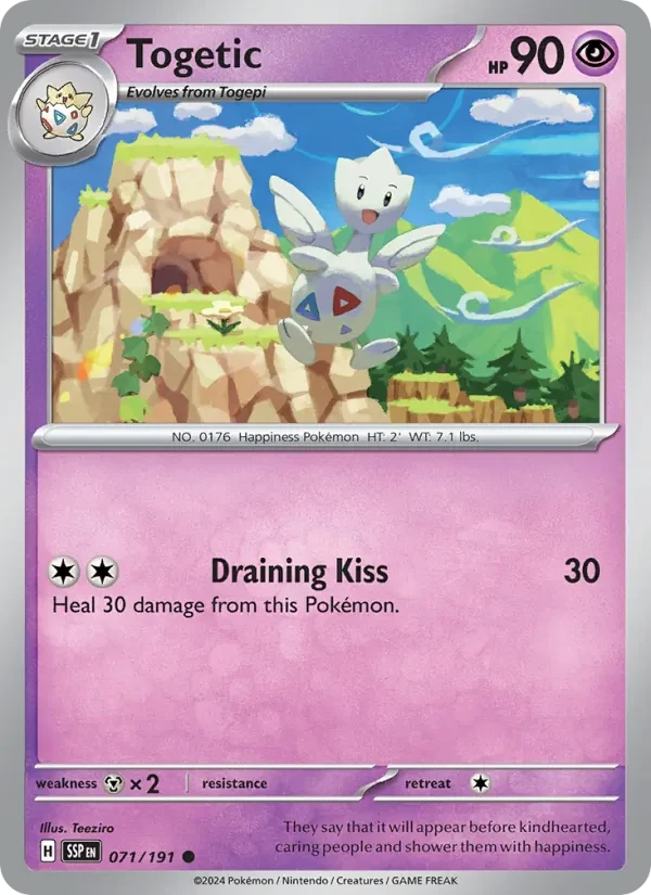 Togetic 071/191 Surging Sparks Pokémon card, Common, front scan