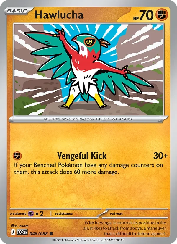 Hawlucha 046/088 Perfect Order Pokémon card, Common, front scan