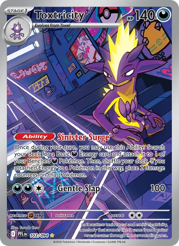 Toxtricity 103/094 Phantasmal Flames Pokémon card, Illustration Rare, front scan