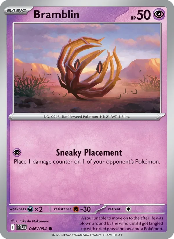 Bramblin 046/094 Phantasmal Flames Pokémon card, Common, front scan