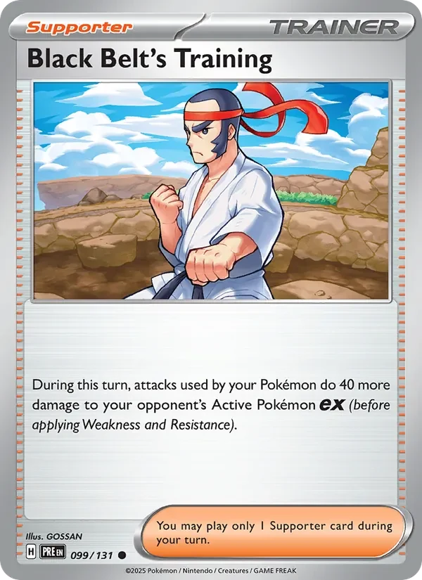 Black Belt's Training 099/131 Prismatic Evolutions Pokémon card, Common, front scan