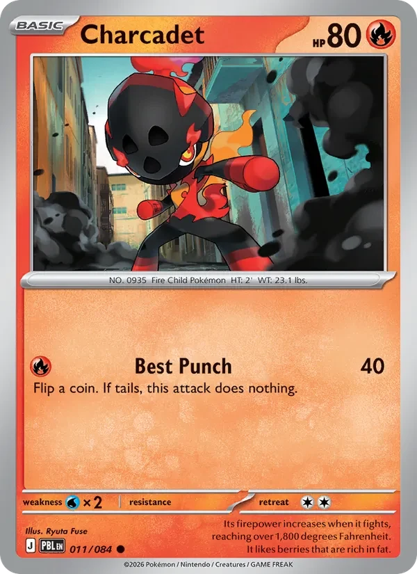 Charcadet 011/084 Pitch Black Pokémon card, Common, front scan