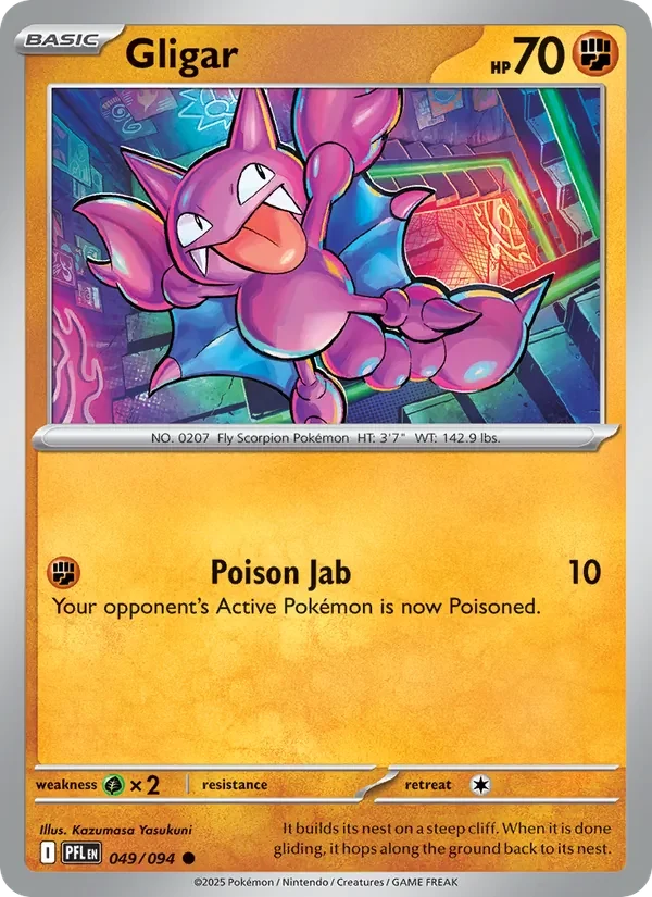 Gligar 049/094 Phantasmal Flames Pokémon card, Common, front scan