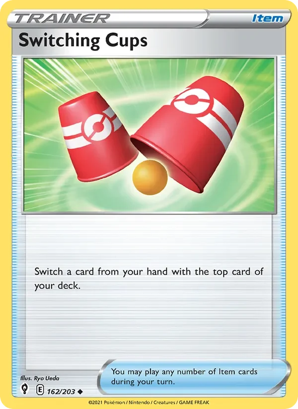 Switching Cups 162/203 Evolving Skies Pokémon card, Uncommon, front scan