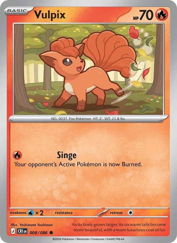 Vulpix 008/086 Chaos Rising Pokémon card, Common, front scan