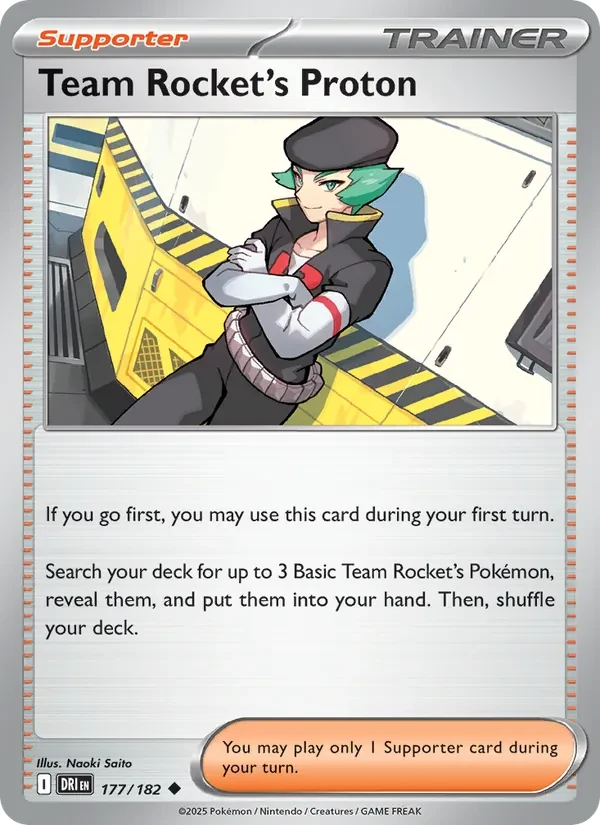 Team Rocket's Proton 177/182 Destined Rivals Pokémon card, Uncommon, front scan
