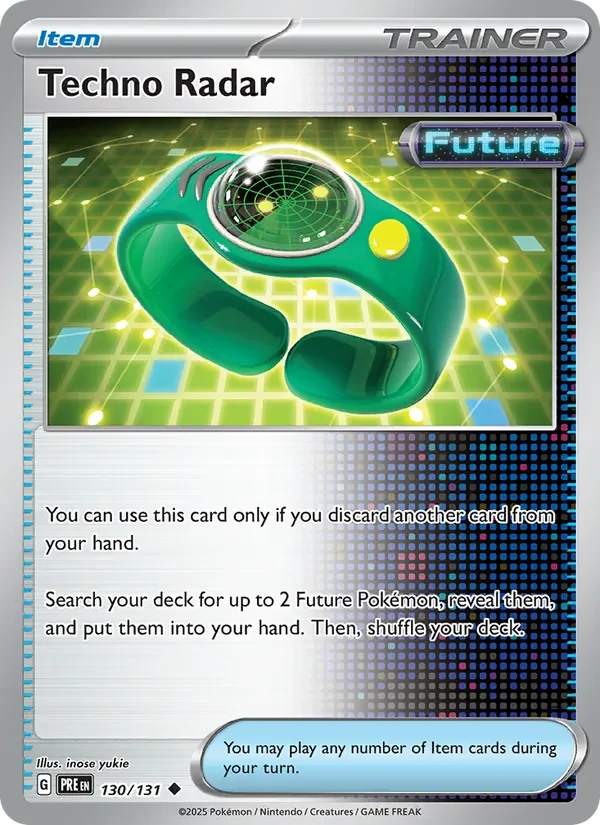 Techno Radar 130/131 Prismatic Evolutions Pokémon card, Uncommon, front scan