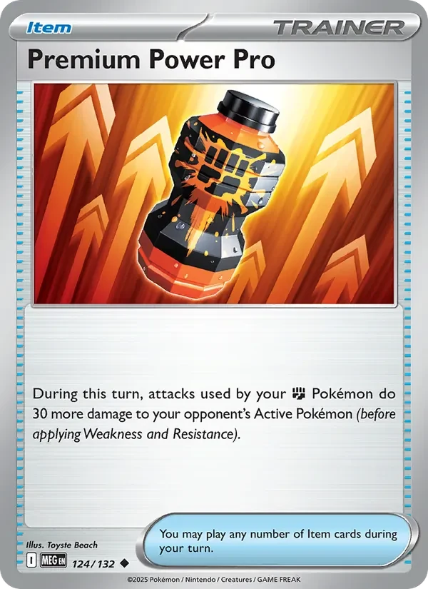 Premium Power Pro 124/132 Mega Evolution Pokémon card, Uncommon, front scan