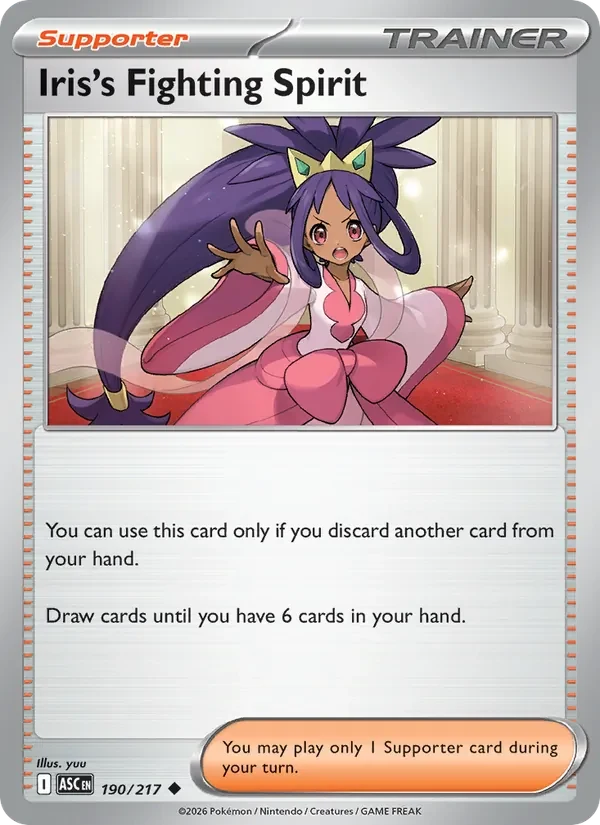 Iris's Fighting Spirit 190/217 Ascended Heroes Pokémon card, Uncommon, front scan