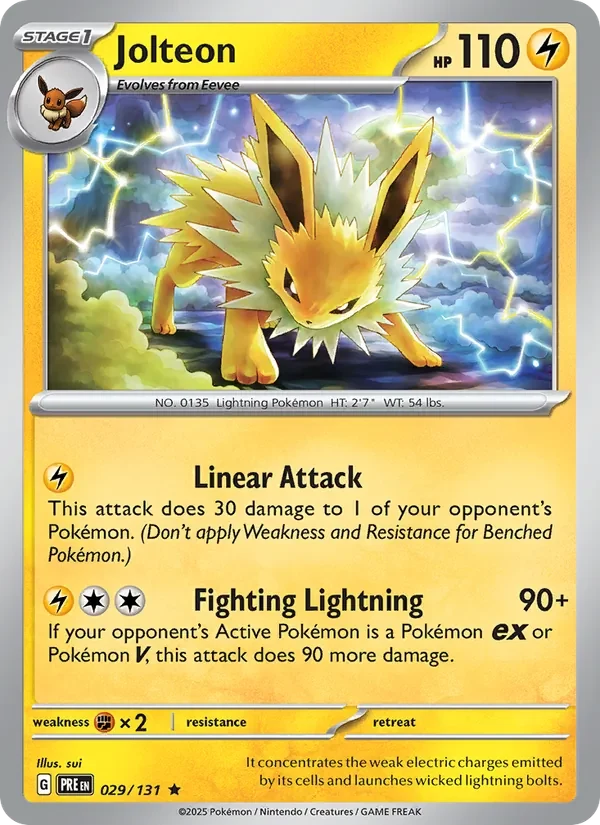 Jolteon 029/131 Prismatic Evolutions Pokémon card, Rare, front scan