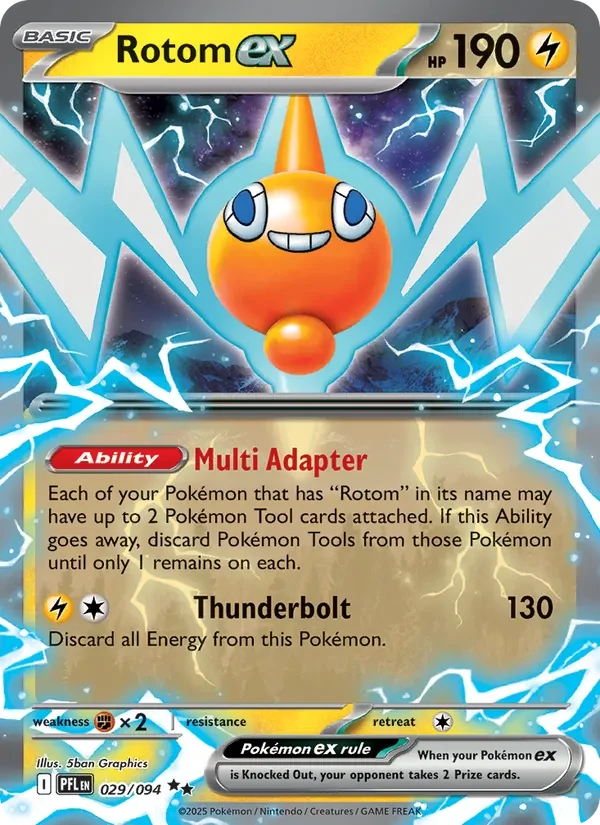 Rotom ex 029/094 Phantasmal Flames Pokémon card, Double Rare, front scan