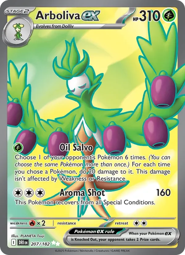 Arboliva ex 207/182 Destined Rivals Pokémon card, Ultra Rare, front scan