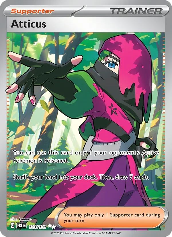 Atticus 133/131 Prismatic Evolutions Pokémon card, Ultra Rare, front scan