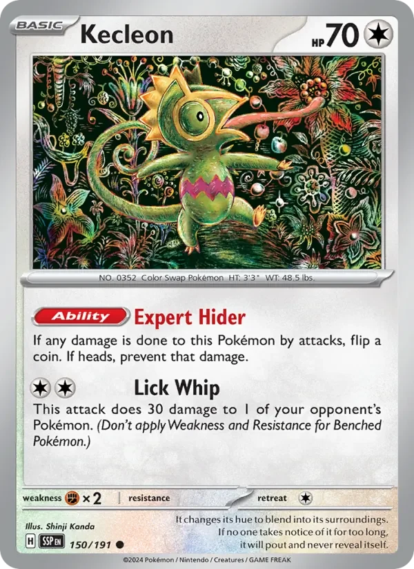 Kecleon 150/191 Surging Sparks Pokémon card, Common, front scan