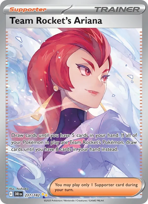 Team Rocket's Ariana 237/182 Destined Rivals Pokémon card, Special Illustration Rare, front scan