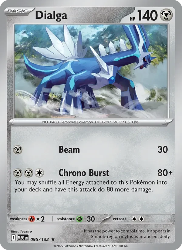Dialga 095/132 Mega Evolution Pokémon card, Rare, front scan