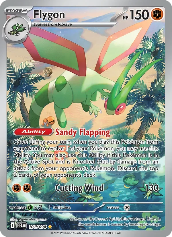 Flygon 101/094 Phantasmal Flames Pokémon card, Illustration Rare, front scan