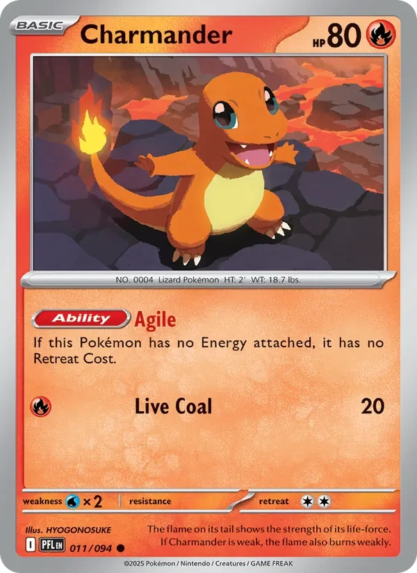 Charmander 011/094 Phantasmal Flames Pokémon card, Common, front scan
