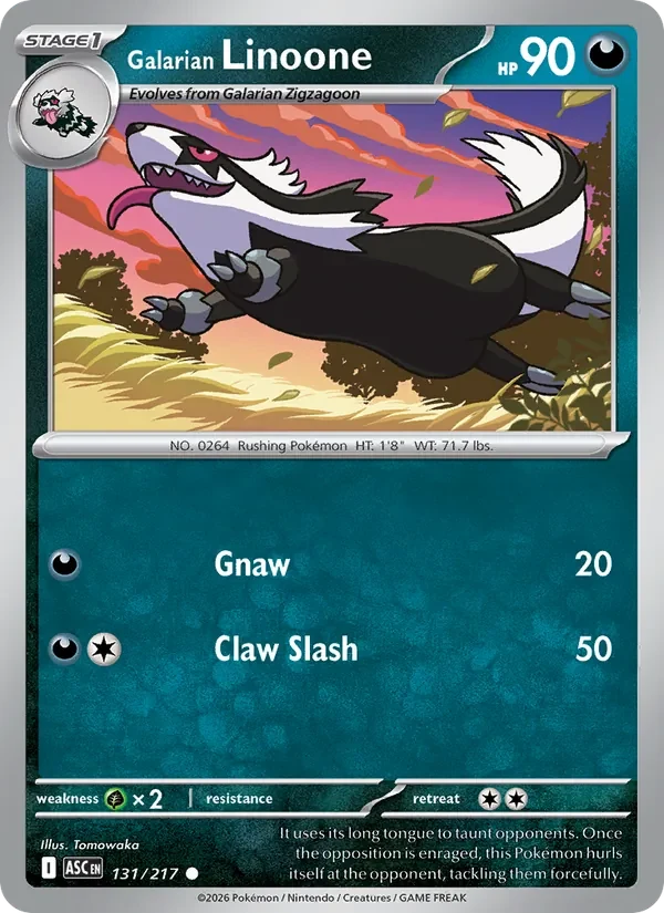 Galarian Linoone 131/217 Ascended Heroes Pokémon card, Common, front scan