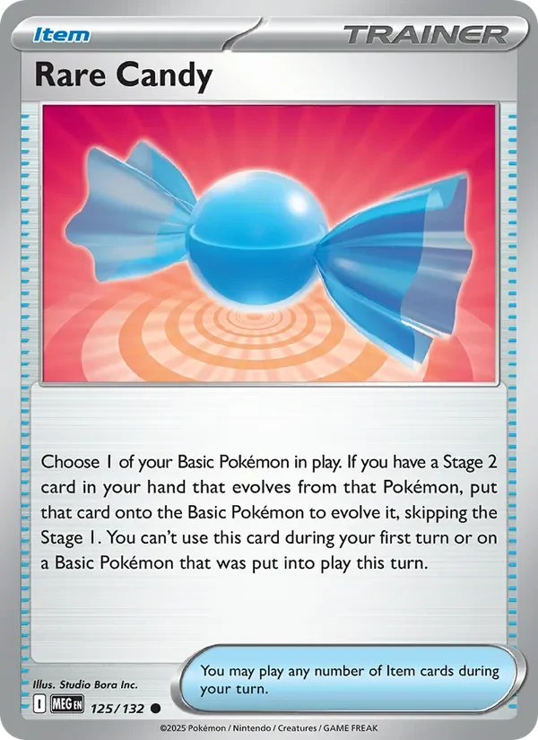 Rare Candy 125/132 Mega Evolution Pokémon card, Common, front scan