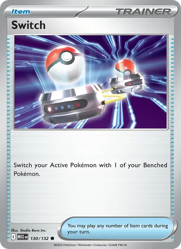 Switch 130/132 Mega Evolution Pokémon card, Common, front scan