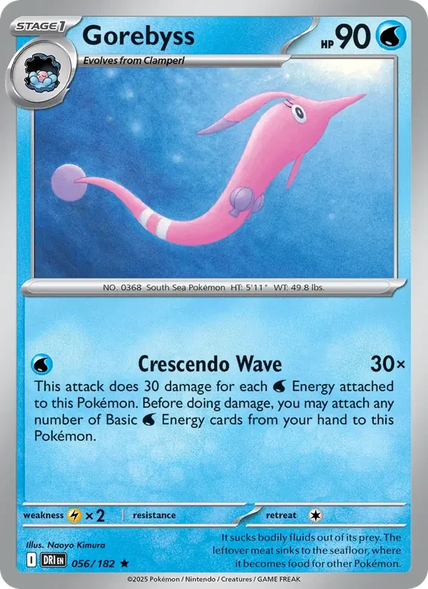Gorebyss 056/182 Destined Rivals Pokémon card, Rare, front scan