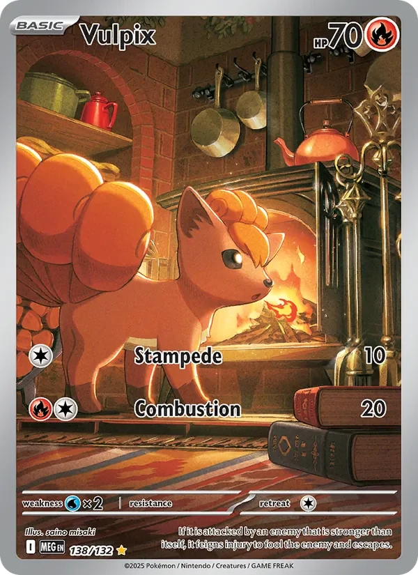 Vulpix 138/132 Mega Evolution Pokémon card, Illustration Rare, front scan