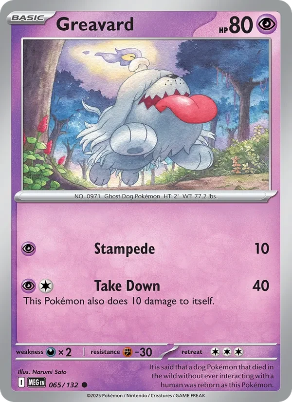 Greavard 065/132 Mega Evolution Pokémon card, Common, front scan